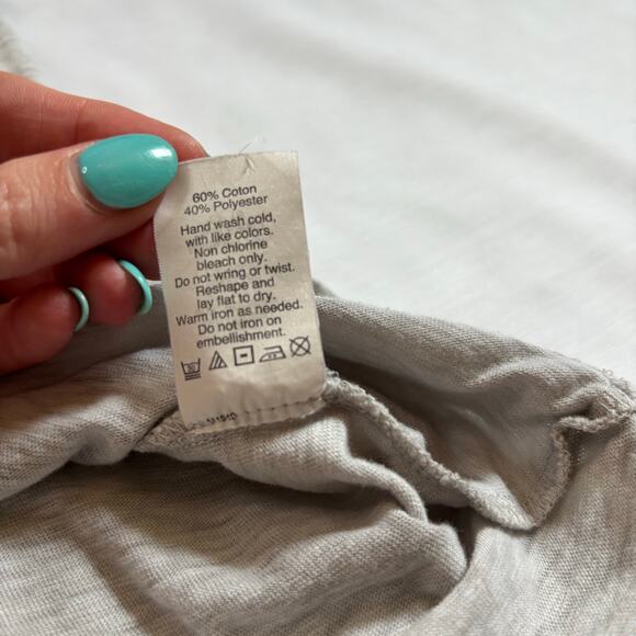 J Crew Tank top Oatmeal Tan Gray Deep U neck tiny stud band neckline trim Size M - Picture 7 of 15